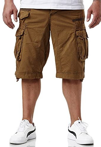 Geographical Norway Panoramic Men – Bermuda Herren Casual Baumwolle – Shorts Herren Sport Cargo – Bermudas atmungsaktiv Chino – Kurze Shorts mit Gürtel – Normale Passform bequem