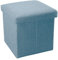INTIRILIFE Faltbarer Sitzhocker 30x30x30 cm in Himmel BLAU - Sitzwürfel mit Stauraum und Deckel aus Stoff in Leinen Optik - Sitzcube Fußablage Aufbewahrungsbox Truhe Sitzbank