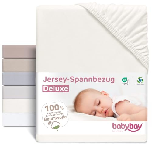 babybay Jersey Spannbetttuch Deluxe passend für Modell Verlängerungsseite Original, Maxi, Midi und Boxspring, Off-White