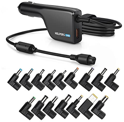 Helpers Lab 108W Universal Laptop Car Charger 90W with QC3.0 18W DC Adapter Power Supply 16V 18.5V 19V 19.5V 20V for HP Dell Thinkpad IBM Acer Asus Compaq Toshiba Samsung Sony Notebooks 12-24V