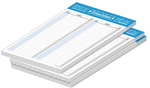 PRICARO Einkaufsliste Typo, blau, A5, 3 Stück