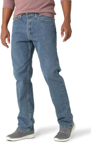 Wrangler Authentics mens Comfort Flex Waist Relaxed Fit Jeans, Light Stonewash, 46W x 30L US