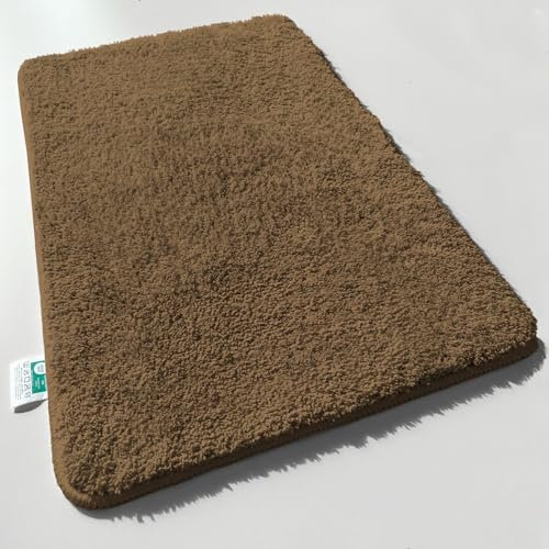 casa pura Badematte 50 x 60 cm braun weicher, Flauschiger Badezimmerteppich in Shaggy Optik, Badvorleger rutschfest waschbar - Duschvorleger, Teppich Fußmatte für Badezimmer, Dusche, Sky Soft