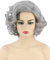 Topcosplay Damen Grau Perücke Synthetische Kurz Lockig Perücken Halloween Karneval Cosplay Kostüme mit Pony