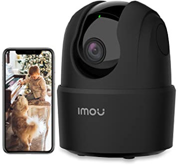 Imou 360 Grad WiFi Überwachungskamera Schwarz, 1080P Full HD, Domo Kamera, Nachtsicht, Privatsphäre-Modus, Kamera, Alexa Google Assistant, Bewegungserkennung & Menschenerkennung, 2-Wege-Audio