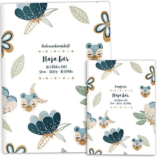 OLGS U-Heft und Impfpasshüllen Set Awesome World | Untersuchungsheft & Impfpass Hüllen, schöne Geschenkidee personalisierbar mit Namen - Uhefthülle, Impfpasshülle personalisiert, Magical Flower