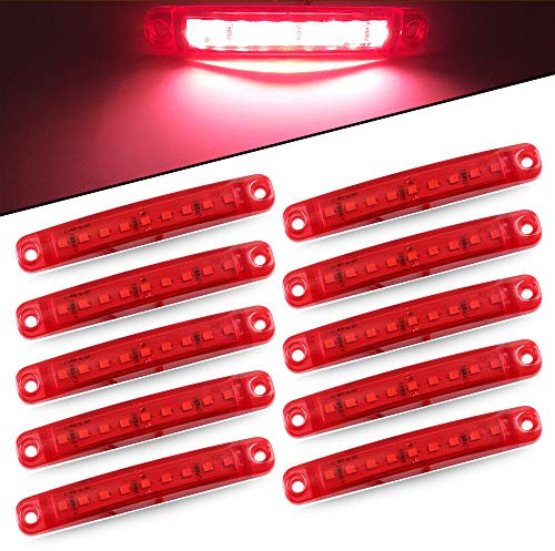 10pcs Lumière Latérale 9SMD 12-24V Feux Latéraux Super Lumineux LED Pour Latéral Feux de Position Du Camion de Conduite Automatique Lumière Avant Feux Arrière de Remorque Moto(rouge)