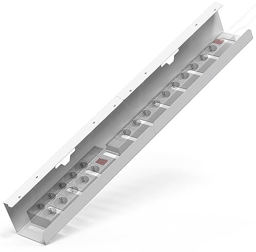 iVengo® XL Kabelkanal Schreibtisch TÜV-geprüft [2x50cm] für ideales Kabelmanagement Schreibtisch - geräumige Kabelführung Schreibtisch [2er Set] - robuste & smarte Kabelwanne Schreibtisch - Weiß