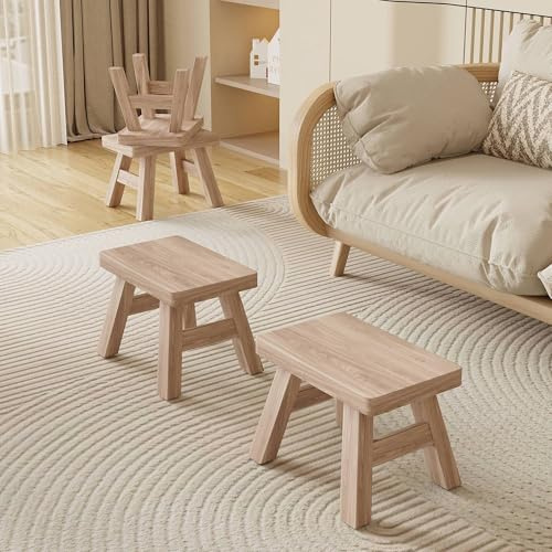 Golden Sun WM Unlackierter Tritthocker aus Holz, 27,9 cm, für Kinder und Erwachsene, Pflanzenständer, Angelhocker, Holz, klein