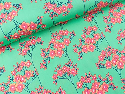 ALB Stoffe Hamburger Liebe Tencel Webware Sakura Hana verdino - Meterware ab 0,5 Meter