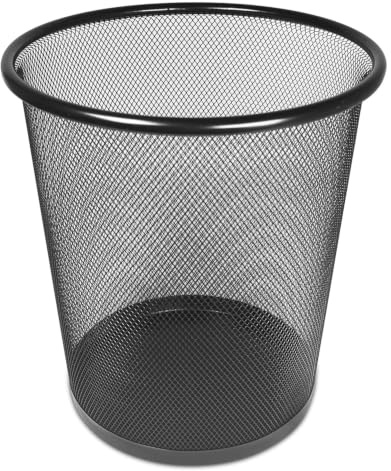 MUNTRADE Papelera de Rejilla Metálica 15L Color Negro | Ideal Para Oficinas, Escritorios, Aulas de Clase… | Cubo de Basura Ligero y Resistente