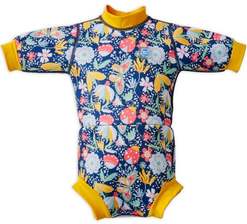 Splash About Happy Nappy Combinaison de plongée 2 en 1 et Couche de Bain intégrée Bébé Unisexe, Garden Delight, 6-14 Mois