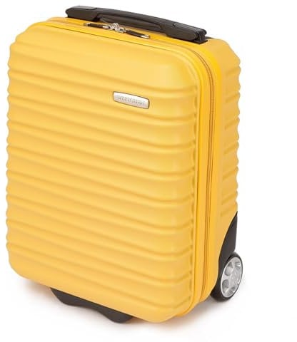WITTCHEN Valise Cabine Valise de Voyage Petite Valise Bagage à Main Valise Rigide en ABS avec 2 roulettes pivotantes Poignée télescopique Groove Line Taille XS Jaune