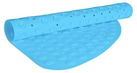 TranquilBeauty Gebogene Blaue Duschmatte, 53 x 53 cm, maschinenwaschbar, Viertelkreis-Badematte für begehbare Duschwanne, Duschmatten mit rutschfesten Saugnäpfen für Kinder und ältere Menschen