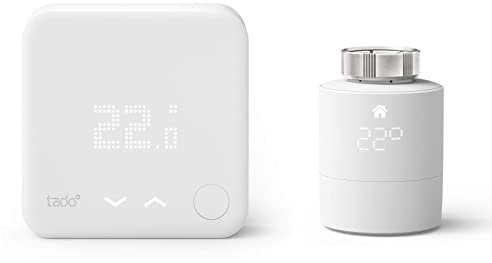 tado° Sensor de Temperatura Inalámbrico, Accesorio para los Cabezales Termostáticos Inteligentes, Instálalo Tú Mismo + Cabezal Termostático Inteligente, Accessorio para Control de Habitaciones