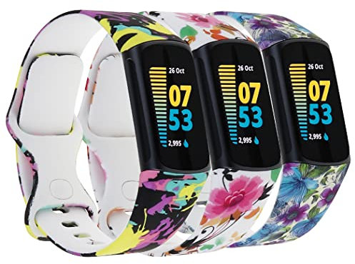 Baaletc 3 Pack Bracelets Compatibles avec Bracelet Fitbit Charge 5/ Fitbit Charge 6, Bracelets de Sport Souples Remplacement Ajustables et Respirants pour Charge 5/Charge 6