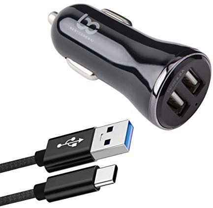 NWNK13 Fast Car Charger for Google Pixel 6/5 Pixel 4 / 4A / 4a 5G / 4XL Mobile Phone in Car Charger 2 Port USB Car Adapter Fast Charging 4.8A with 1mt Type C USB Cable Lead Wire Pixel 3 3A 6pro