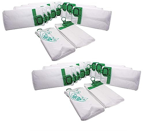 vhbw 20x sacchetto compatibile con Vorwerk folletto VK140, VK150, VK 140, VK 150 aspirapolvere - in microfibra, 26cm x 14cm, bianco/verde
