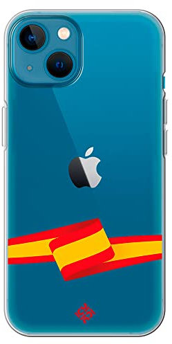 Movilshop Funda para [ iPhone 13 ] Dibujo Auténtico [ Bandera España ] de Silicona Flexible Transparente Carcasa Case Cover Gel para Smartphone.