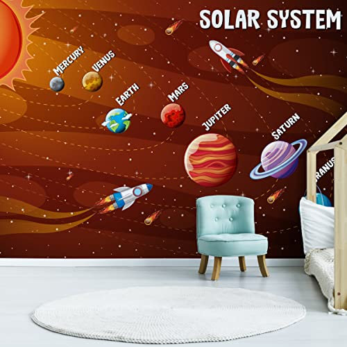 Muralo VLIES FOTOTAPETE 135x90 TAPETE Wandtapeten Planeten auf Englisch Orbits 3D Wohnzimmer Schlafzimmer Moderne Wandbilder XXL Wand Dekoration Abstrakt Luxus Br. 135 cm x Hö. 90 cm