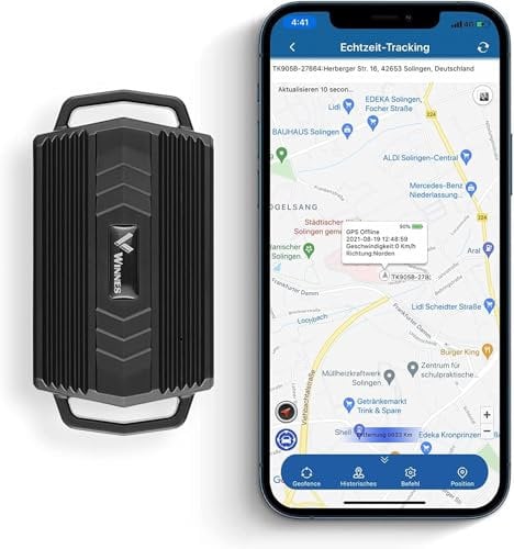 TKMARS GPS Tracker Auto GPS Tracker Hund 3000mah,Starke Magnetische Wasserdicht, mit Zwei Großen ösen, Geeignet Für Autos, Große Hunde, Rinder, Schafe