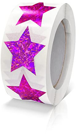 Rosa Sterne Aufkleber Rolle 2.5cm Klein Selbstklebende Glänzende Etiketten Weihnachts Sterne Funkelnde Aufkleber Star Sticker Sterne Glitzer Deko Scrapbooking 500 Stück
