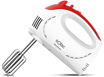 Solac - Batidora amasadora de mano Remixes | 300W | 5 velocidades + TURBO | 2 juegos de varillas | Maquina de Reposteria electrica | Mini robot cocina portatil | Procesador y batidor para alimentos