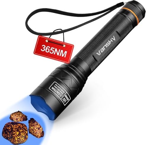 Vansky UV lampe Schwarzlicht Taschenlampen 365nm: UV Licht Schwarzlicht-Flashlite Professionelle Ultraviolett-Taschenlampe zur Erkennung von Hundekatzenurin,Rock Hunting (Batterien inbegriffen)