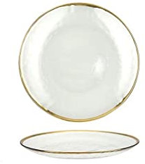 Platos llanos Plato de ensalada de cristal Plato de frutos secos Plato de cristal Plato de ramen transparente Apto para lavavajillas Horno Platos blancos de 10 pulgadas Platos de postre (Grande) (X)
