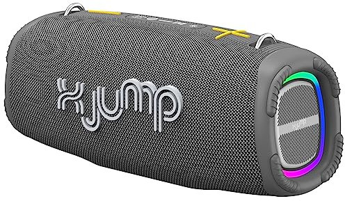 X JUMP XJ 200 Bluetooth-Lautsprecher, 90 W, hohe Leistung, mit TWS-Funktion, USB, AUX-IN, integriertes Mikrofon, Bluetooth-Lautsprecher, wasserdicht, IPX5, Grau