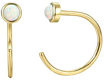Frauen Ohrringe, Ohrringe Gold 925 Ohrringe Eleganter Opal-C-Form-Reifen