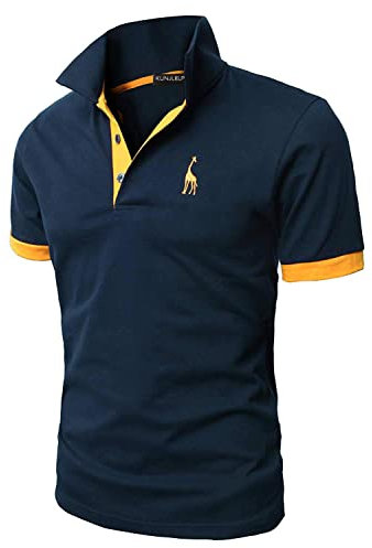 KUNJLELP Men's Regular-Fit Cotton Pique Polo Shirt Short Sleeve Golf Polos,Blue 01,XXL