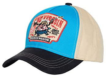 King Kerosin Herren Trucker Cap Baseballcap Aus Baumwolle Mit Patch Meshcap Snapback Mit Netz Kappe Curved Brim Schirmmütze Größenregulierbar Winter/Sommer Ranch Wagon
