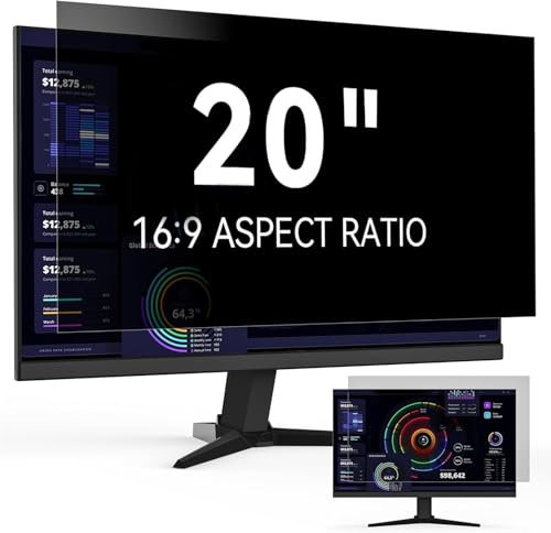 Pantalla de Privacidad Para Ordenador de 20 Relación de Aspecto 16:9, Screen Protection Monitor Filtro Antirreflejo de Luz Azul, Privacy de Film Extraíble Compatible con Lenovo/HP/Dell/Acer/Samsung
