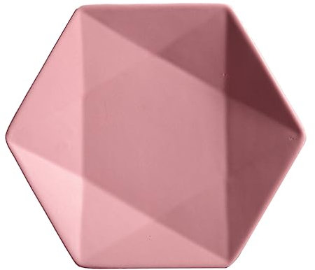Cabilock Piatti da servizio in ceramica rosa, piatti piani blu, piatti esagonali in ceramica, piatti da insalata, piatti da bistecca in ceramica, piatti in porcellana, colore: rosa