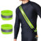 Simket Reflektoren Gürtel für Joggen, Hochsichtbare Verstellbar Nacht Sicherheitslicht Laufgürtel mit 2 Stück Reflektierenden Armband für Männer Frauen Kinder (grün)