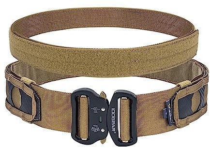 IDOGEAR Taktischer Gürtel 2 Zoll Quick Release Rigger Combat Belt mit 1,5 Zoll Innengürtel Haken und Schleife (Medium, Coyote Brown)