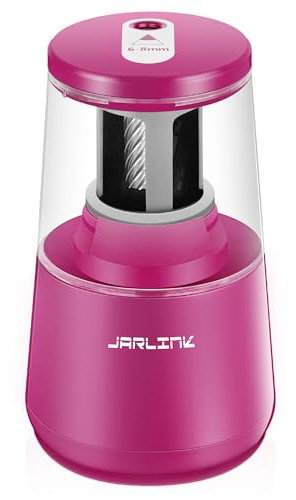 JARLINK Electric Pencil Sharpener, Heavy-Duty Helical Blade to Fast Sharpen, Auto Stop for No.2/Colored Pencils(6-8mm), AC Adapter/Battery Operated in School Classroom/Office/Home (Purple)