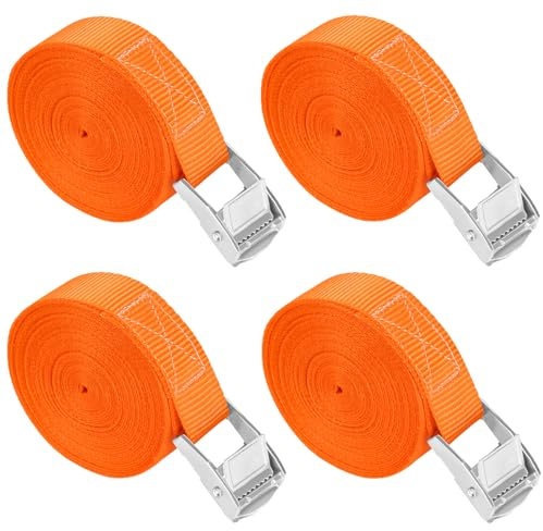 Spanngurte 6M, GAUATO 4 Stück Zurrgurte mit Klemmschloss Befestigungsriemen, Verstellbare Spannbänder Ratschengurte Gurte, Befestigungsgurt für Fahrrad, Autotransport, Fracht, Gepäck, Motorrad