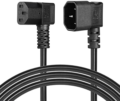 CERRXIAN 3.93FT 90 Degree Power Cable, 10A, 250V, Right Angle IEC 320 C14 Male to Left Angle IEC 320 C13 Female PDU Power Supply Extension Cord for Monitors, Computers, Etc