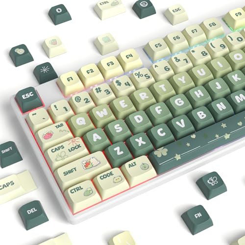 Guffercty Kred XDA Profile Keycaps PBT ISO Keycaps for Mechanical Keyboard 60% 65% 75% 96% Light Green (Pack of 133)