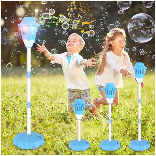 Machine à Bulles Automatique,Machine à Bulles sur Pied,Soufflante à Bulles pour Enfants,Garden Bubble Torch with Light and Music, pour S'amuser en Plein Air,Fêtes,Evénements et Divertissement