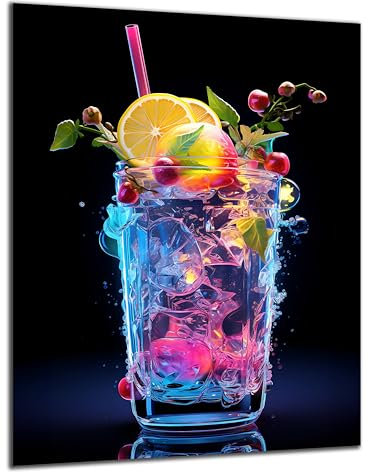 Munera Design - Bild 56x84 - blauer Cocktail - Wand-Bilder Küche Ess-Zimmer