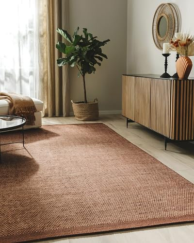 benuta Pure Wollteppich Rocco - Braun 120x170 cm - Handgewebt - Rechteckig & im Style: Wolle, Uni, Boho, Hygge & Cozy, Minimalistisch - Pflegeleicht für Wohnzimmer Schlafzimmer