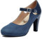 elerhythm Mary Jane Heels Retro Closed Toe Pumps Caviglia Pierced Strappy Camoscio Chic Vintage Gatsby Scarpe, Blu, 41 EU