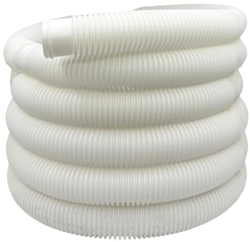 acquaverde | Tubo per Piscina con Manicotti, Galleggiante, Flessibile e Sezionabile, Ideale per Pulizia, Aspirazione, Skimmer e Pompe Filtranti - Bianco (1 metro, ø 38 mm)