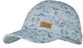Sterntaler Basecap - Schirmmütze Kinder Bedruckt mit Meerestieren - Jungen Baseball Cap mit Metallschließe zur Größenregulierung - Sommer Basecap mit festem Schirm - UV-Schutz 30, graublau, Größe 53