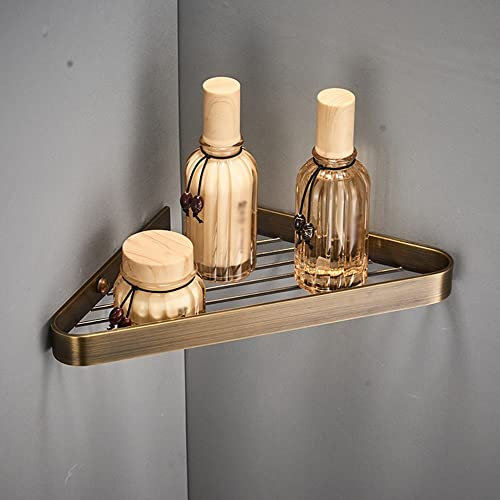 RBUDSPOLF Regale Badezimmer Ecke Dusche Regale Schwimmende Regalek Bronze Massives Kupfer Organizer Regal Kosmetik Aufbewahrungsregal Mit Haken Robust Langlebig Rostfrei/E-1 Layer