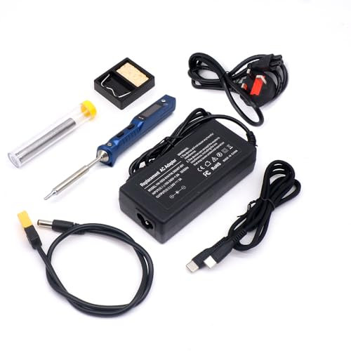 TOOLSAVING TS101 Soldering Iron Kit TS100 New Upgraded PD 90W DC 65W Original Smart Digital Welding Tool Mini Portable Fast Heating Adjustable Temperature USB Type C BC2 Solder Tip Blue Set