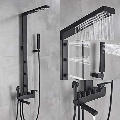 Luxuriöser Mattschwarzer Badezimmer-Wasserhahn, Badewanne, Regenduscharmatur, Wandmontage, Badewanne, Duschmischer, Bidet-Hahn, Duschset, Mixer, Mattschwarz A,Mattschwarz A